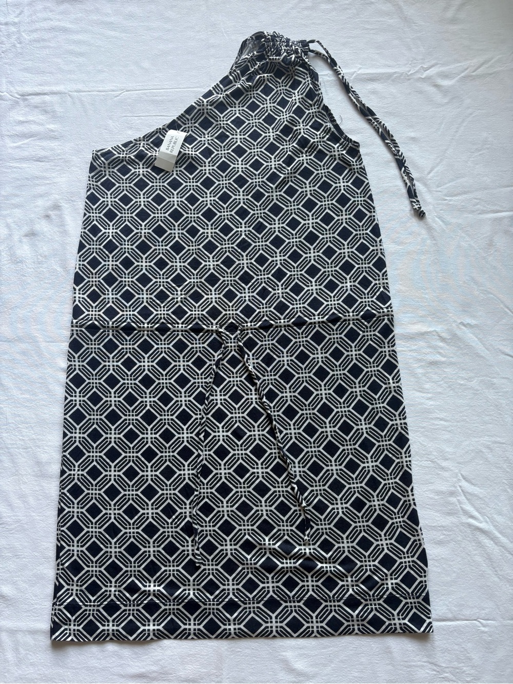 Banana Republic Navy & White One-Shoulder Geometric Dress